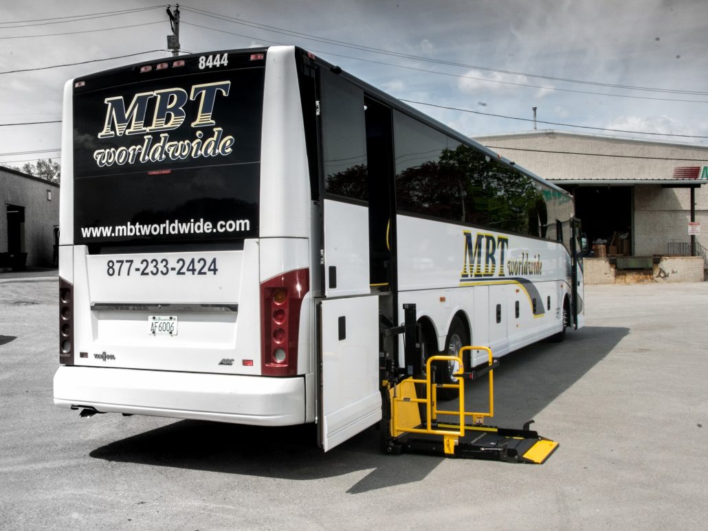 MBT Worldwide a Boston MA based bus & ground transportation company - Wheelchair Lift 56 Passenger